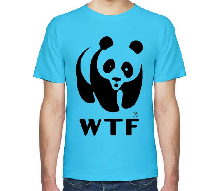 Панда WTF мужская футболка с коротким рукавом (цвет: небесный)