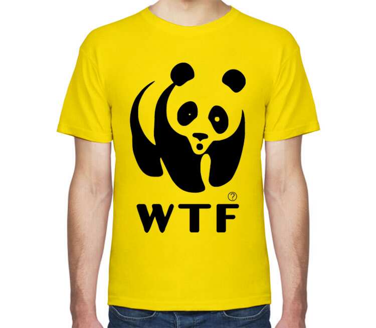 Панда WTF мужская футболка с коротким рукавом (цвет: светло желтый)
