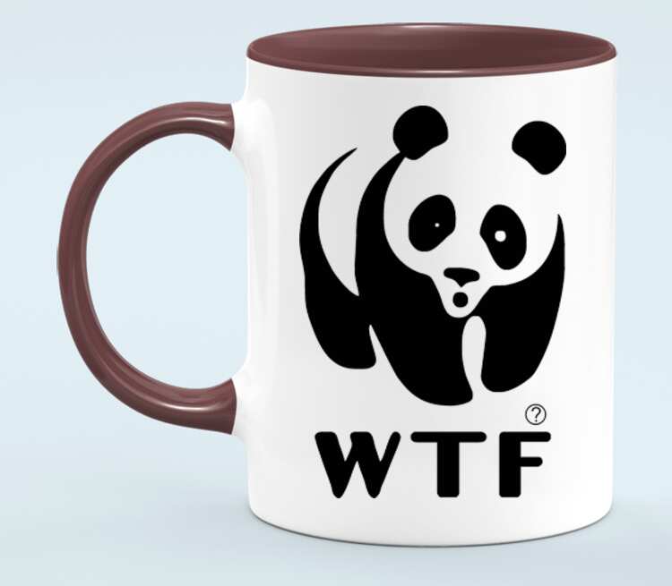 Панда WTF кружка двухцветная (цвет: белый + бордовый)