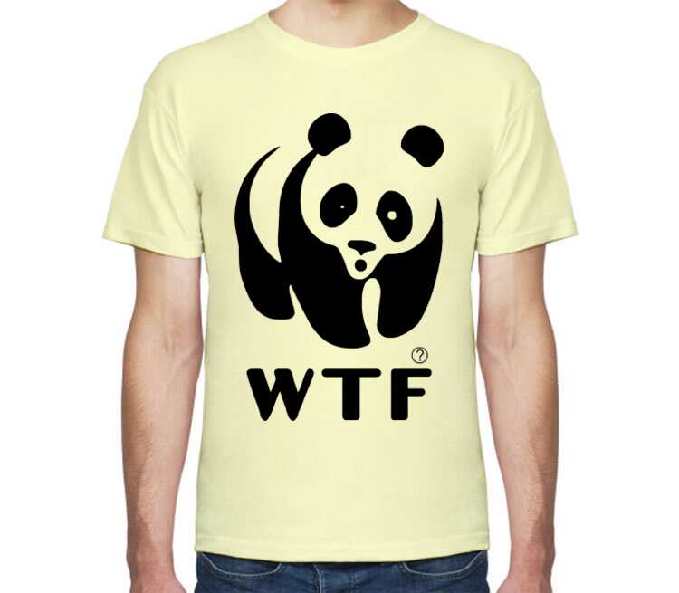 Панда WTF мужская футболка с коротким рукавом (цвет: слоновая кость)