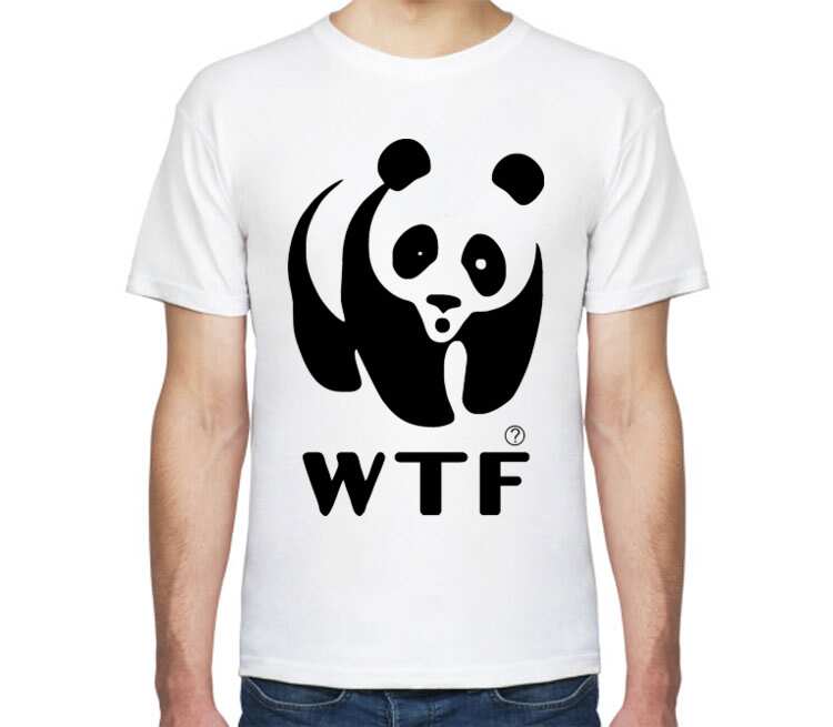 Панда WTF мужская футболка с коротким рукавом (цвет: белый)