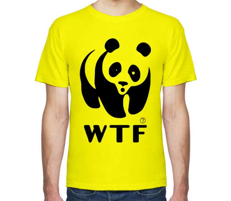 Панда WTF мужская футболка с коротким рукавом (цвет: лимон)