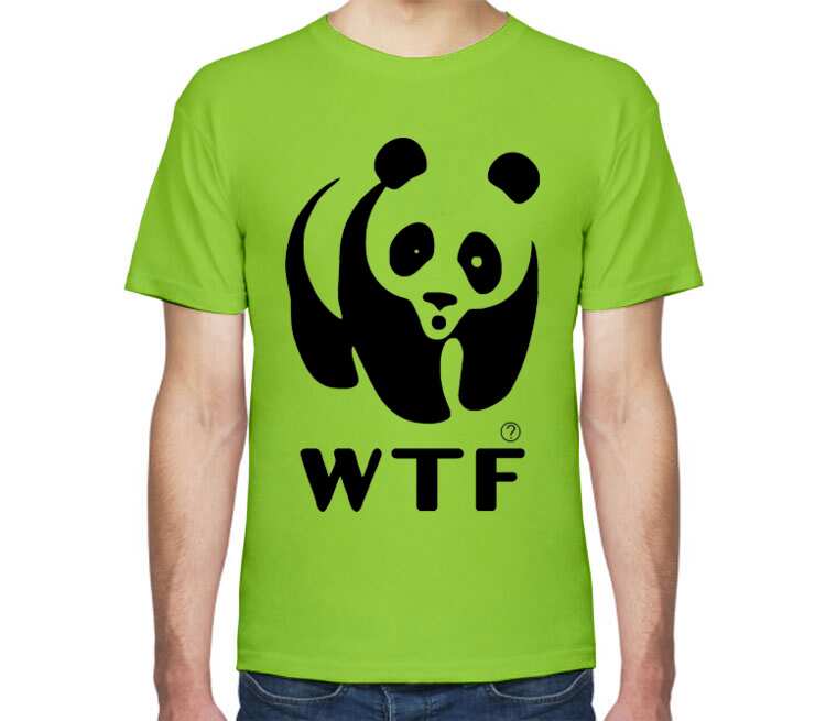 Панда WTF мужская футболка с коротким рукавом (цвет: салатовый)