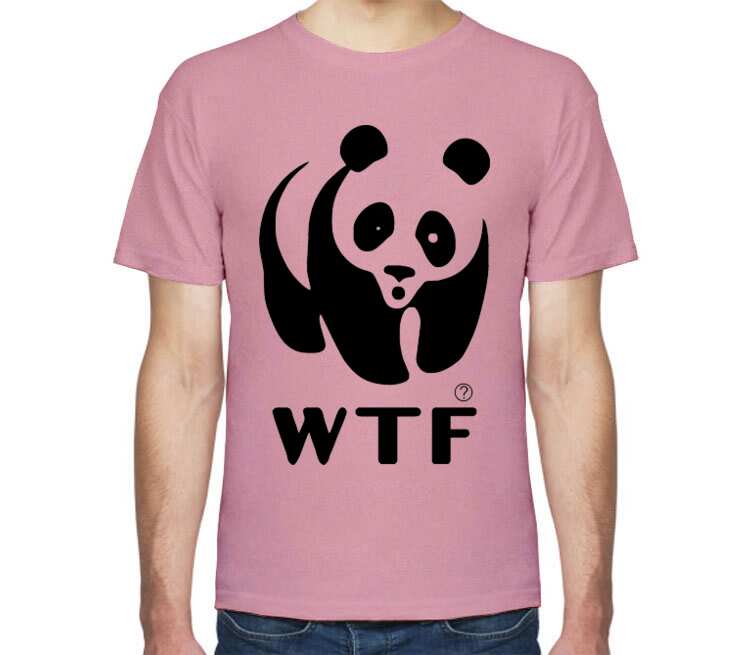 Панда WTF мужская футболка с коротким рукавом (цвет: розовый меланж)