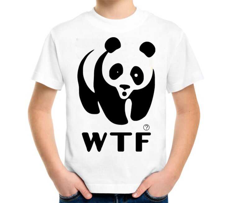 Панда WTF детская футболка с коротким рукавом (цвет: белый)