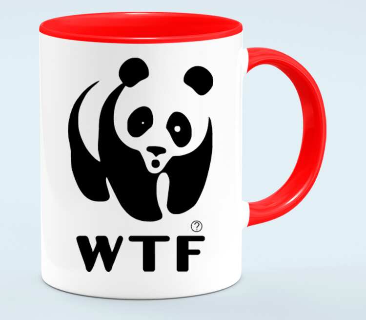 Панда WTF кружка двухцветная (цвет: белый + красный)