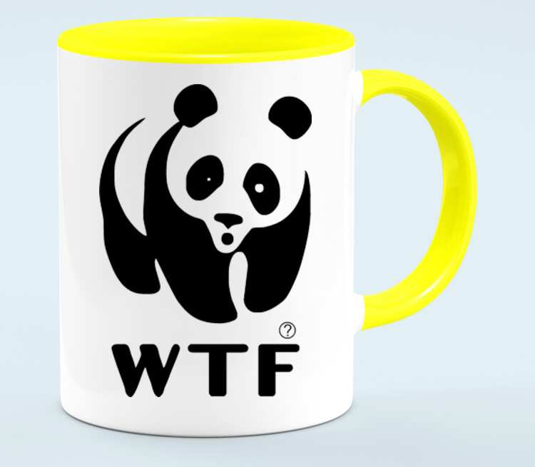 Панда WTF кружка двухцветная (цвет: белый + желтый)