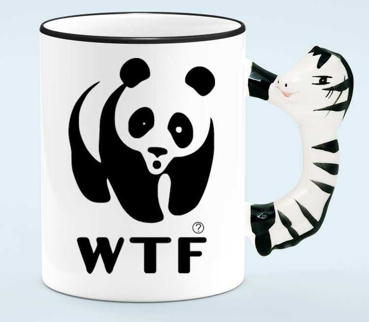 Панда WTF кружка с ручкой в виде зебры (цвет: белый + черный)