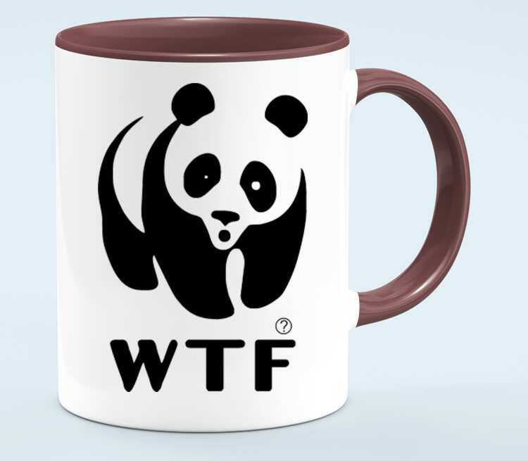Панда WTF кружка двухцветная (цвет: белый + бордовый)
