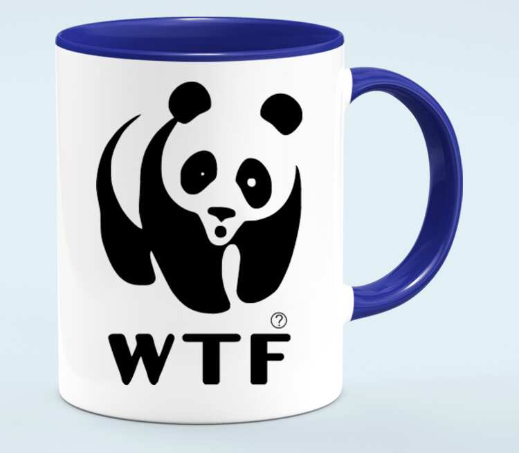Панда WTF кружка двухцветная (цвет: белый + синий)