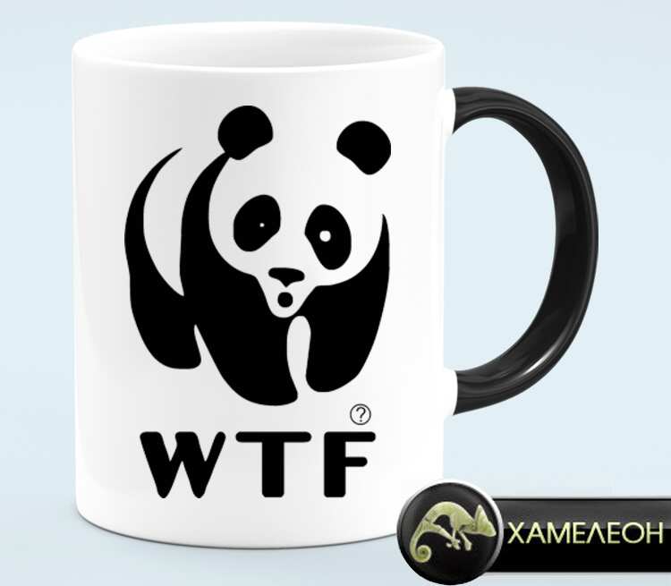 Панда WTF кружка хамелеон (цвет: белый + черный)