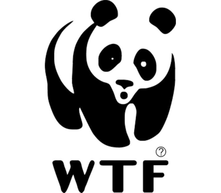 Панда WTF мужская футболка с коротким рукавом (цвет: серебро)