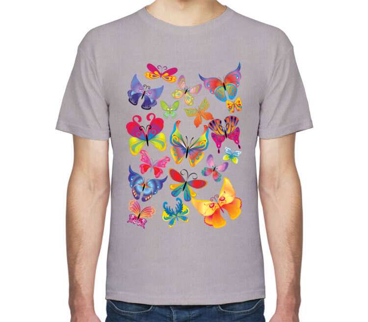 Бабочки мужская футболка с коротким рукавом (цвет: серый меланж)