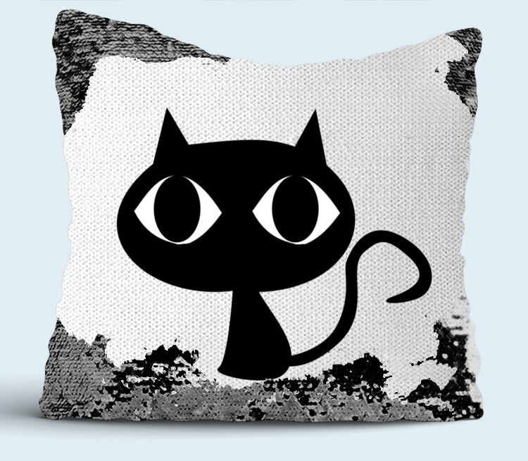 Black Cats подушка с пайетками (цвет: белый + черный)