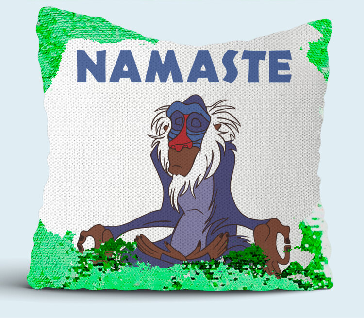 Namaste подушка с пайетками (цвет: белый + зеленый)