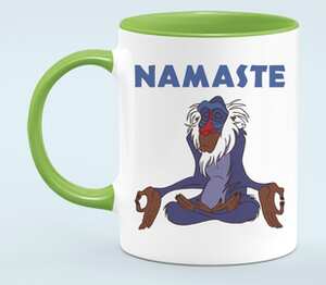 Namaste кружка двухцветная (цвет: белый + светло-зеленый)