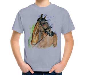 Лошадь акварелью детская футболка с коротким рукавом (цвет: голубой меланж)