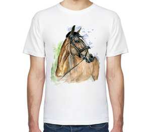 Лошадь акварелью мужская футболка с коротким рукавом (цвет: белый)