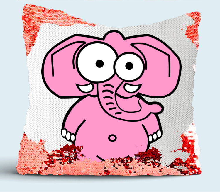 Слоненок подушка с пайетками (цвет: белый + красный)