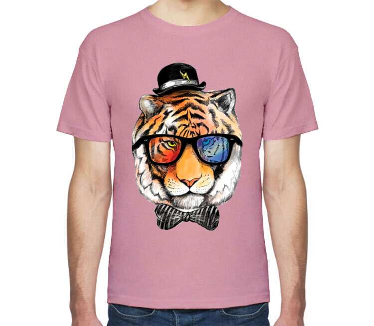 Клубный тигр мужская футболка с коротким рукавом (цвет: розовый меланж)
