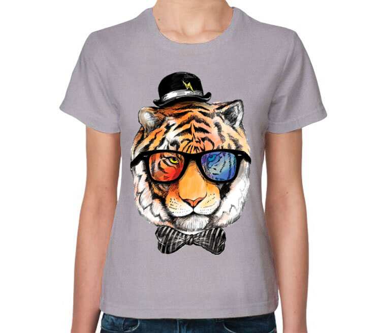 Клубный тигр женская футболка с коротким рукавом (цвет: серый меланж)