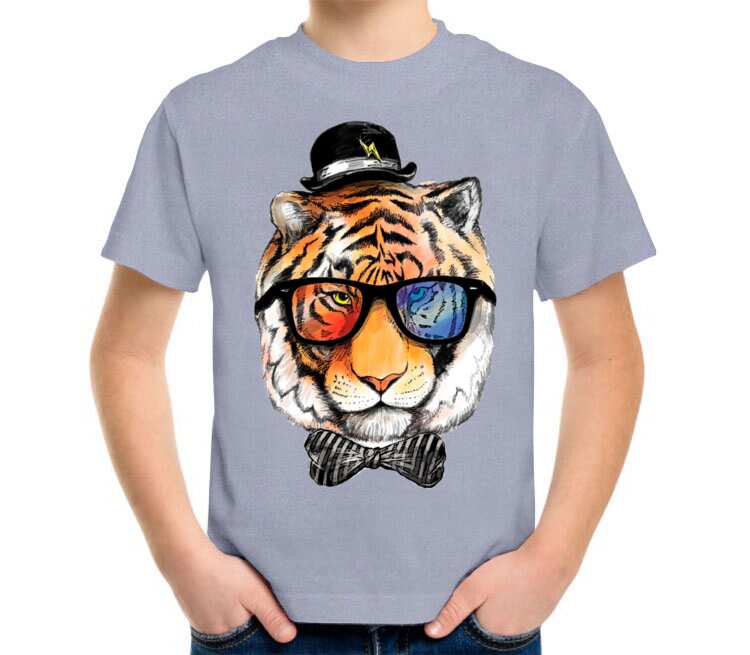 Клубный тигр детская футболка с коротким рукавом (цвет: голубой меланж)