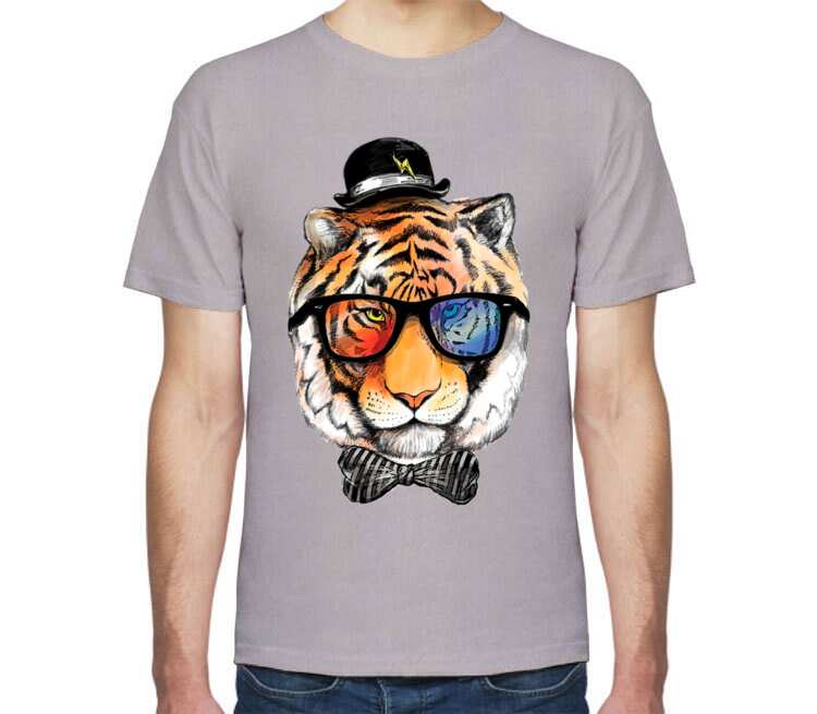 Клубный тигр мужская футболка с коротким рукавом (цвет: серый меланж)