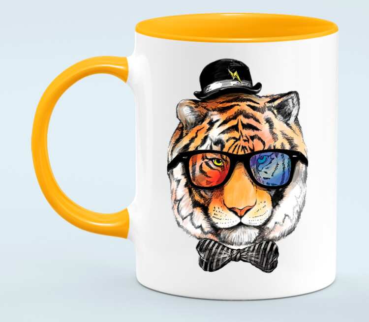 Клубный тигр кружка двухцветная (цвет: белый + оранжевый)
