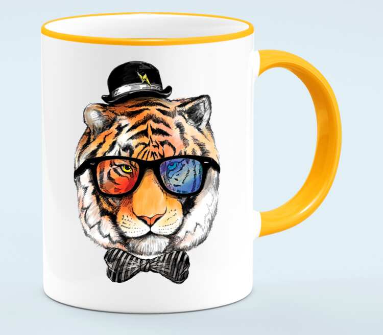 Клубный тигр кружка с кантом (цвет: белый + оранжевый)