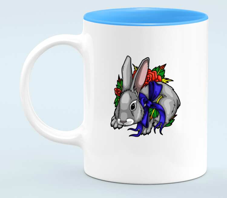 Кролик кружка хамелеон двухцветная (цвет: белый + голубой)