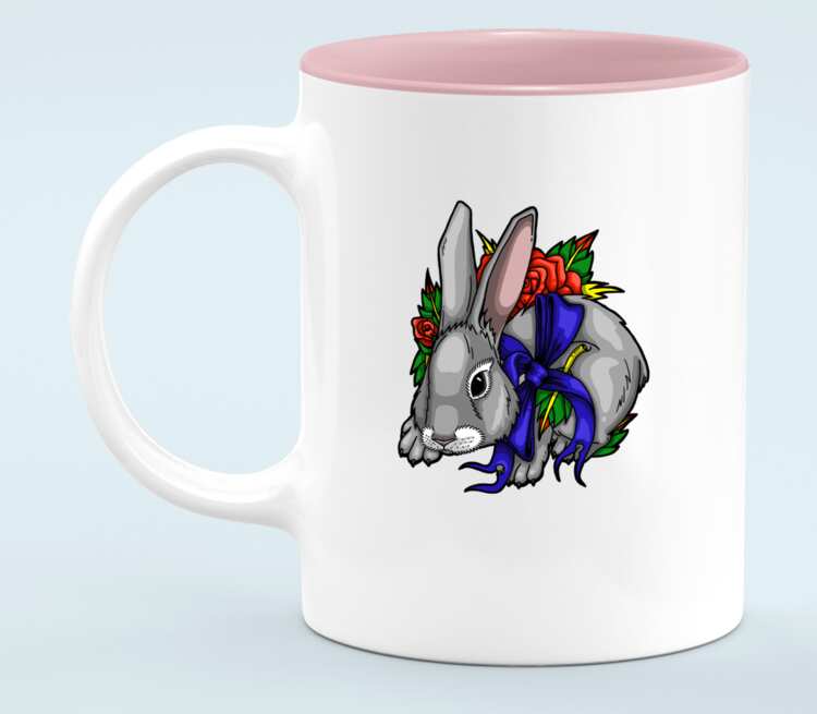 Кролик кружка хамелеон двухцветная (цвет: белый + розовый)