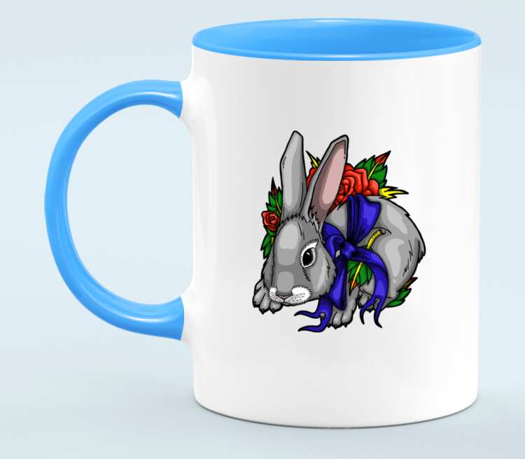 Кролик кружка двухцветная (цвет: белый + голубой)