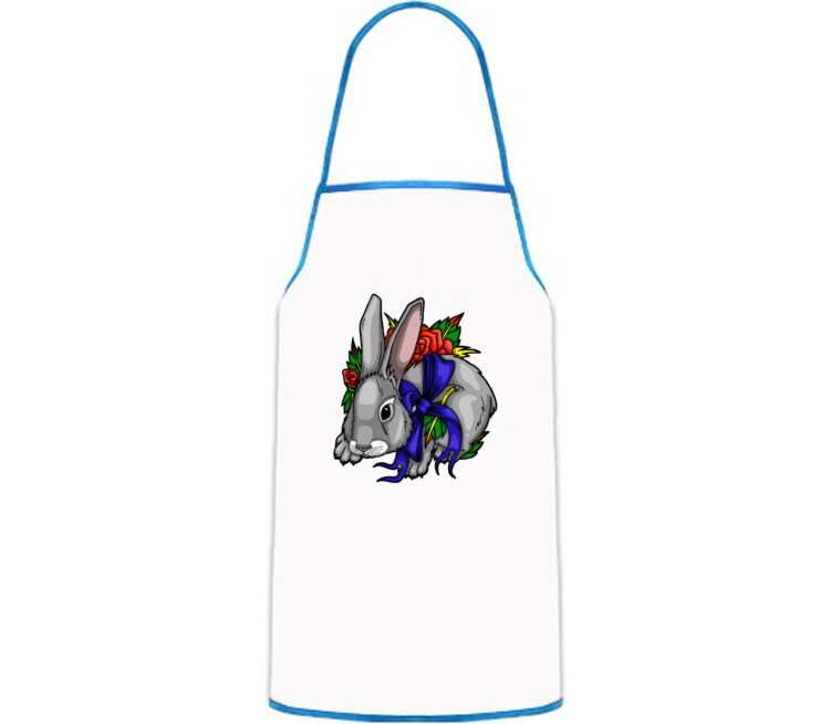 Кролик кухонный фартук (цвет: белый + синий)