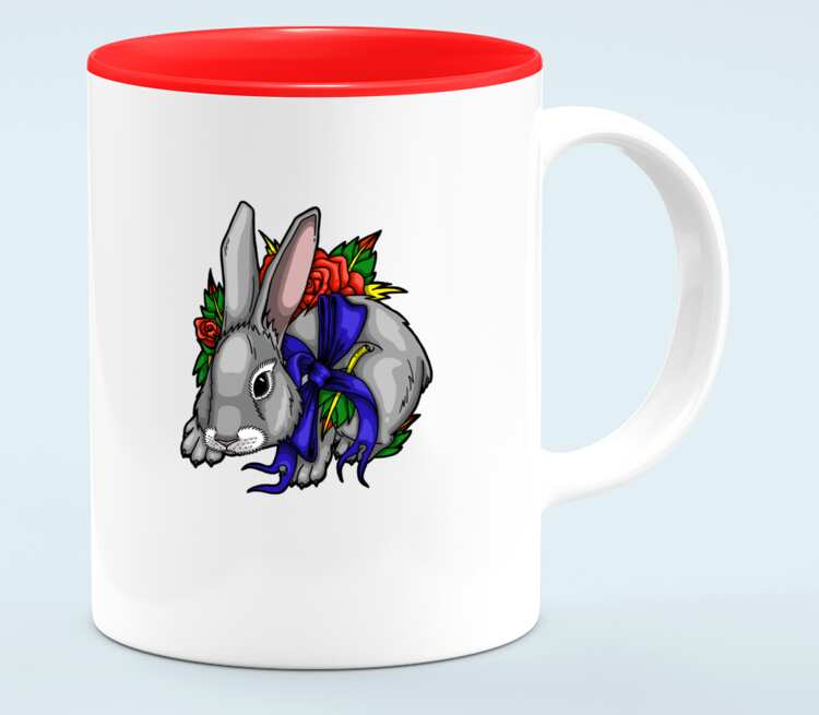 Кролик кружка хамелеон двухцветная (цвет: белый + красный)