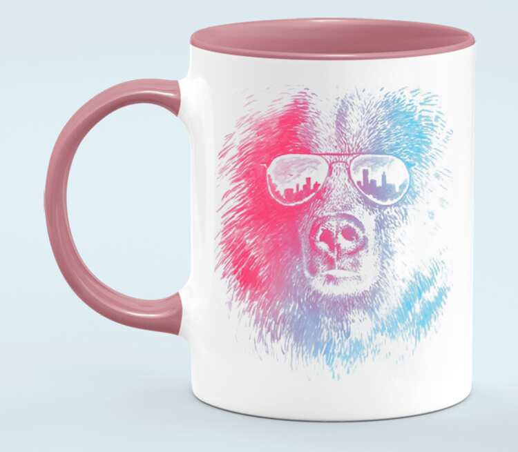 Клубный медведь кружка двухцветная (цвет: белый + розовый)