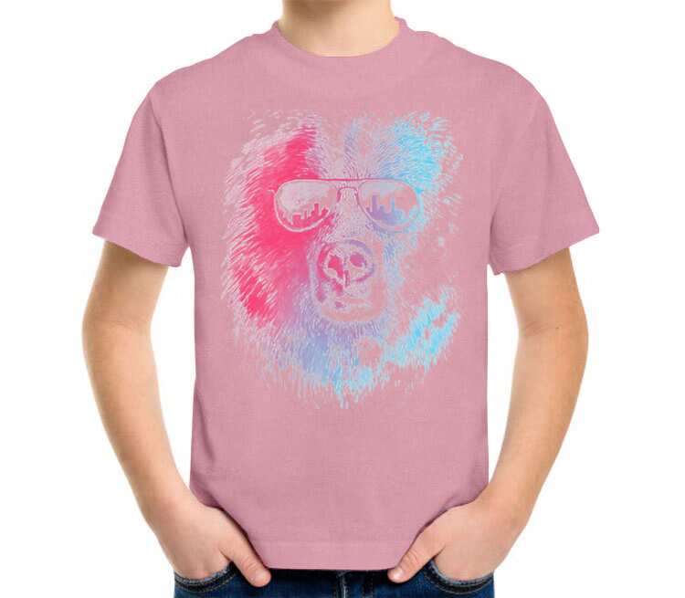 Клубный медведь детская футболка с коротким рукавом (цвет: розовый меланж)