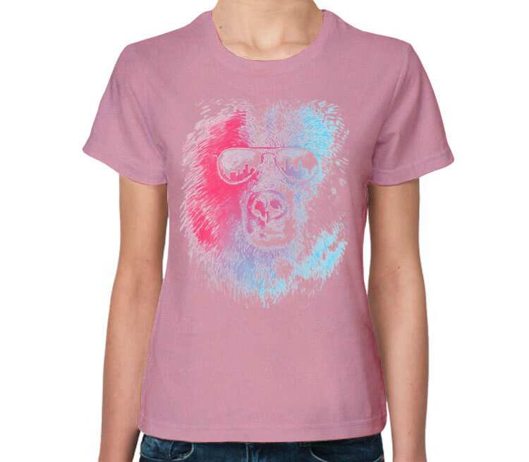 Клубный медведь женская футболка с коротким рукавом (цвет: розовый меланж)