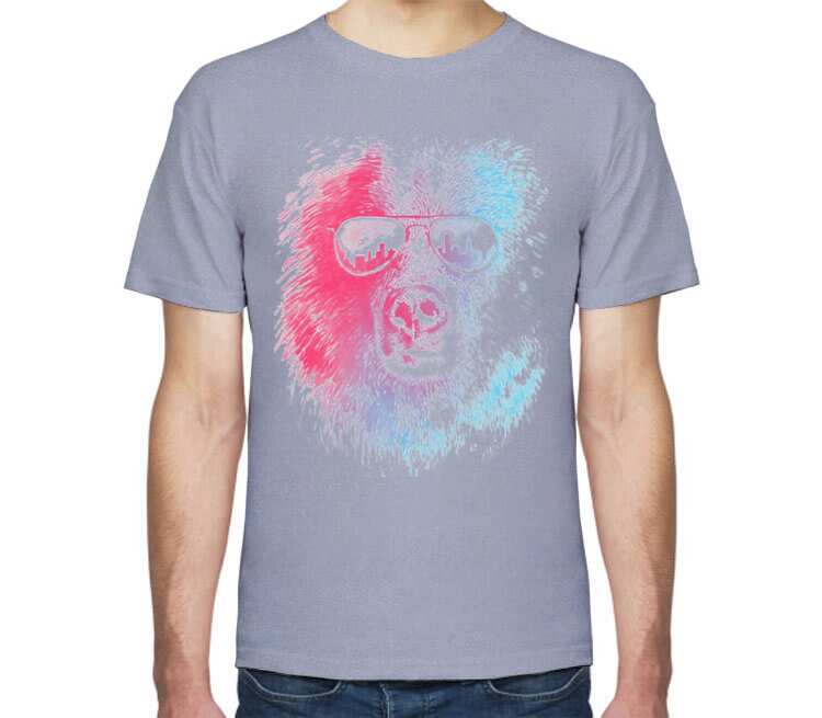 Клубный медведь мужская футболка с коротким рукавом (цвет: голубой меланж)