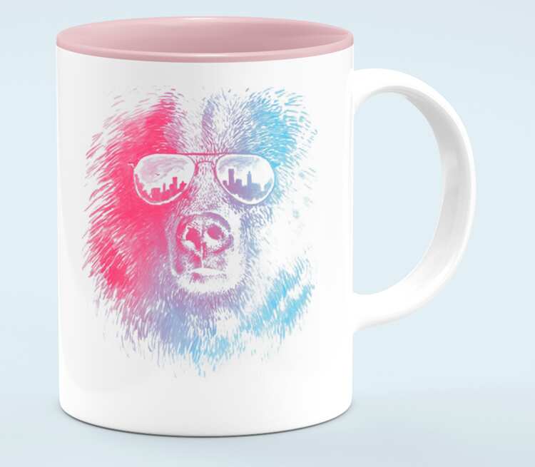 Клубный медведь кружка хамелеон двухцветная (цвет: белый + розовый)