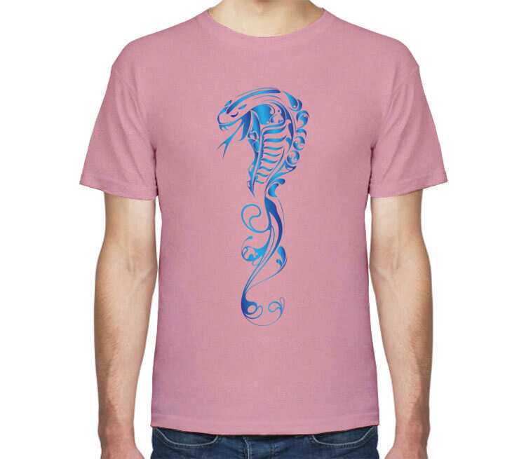 Змея мужская футболка с коротким рукавом (цвет: розовый меланж)