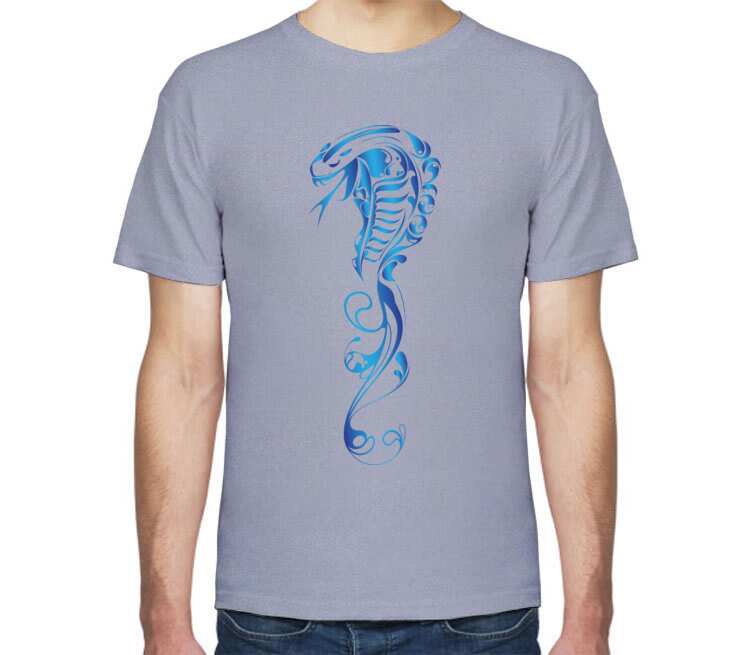 Змея мужская футболка с коротким рукавом (цвет: голубой меланж)