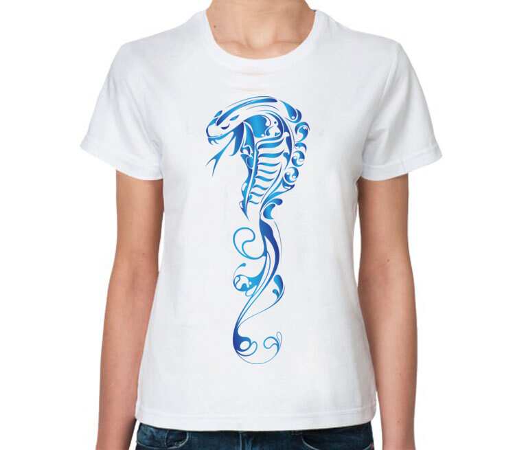 Змея женская футболка с коротким рукавом (цвет: белый)