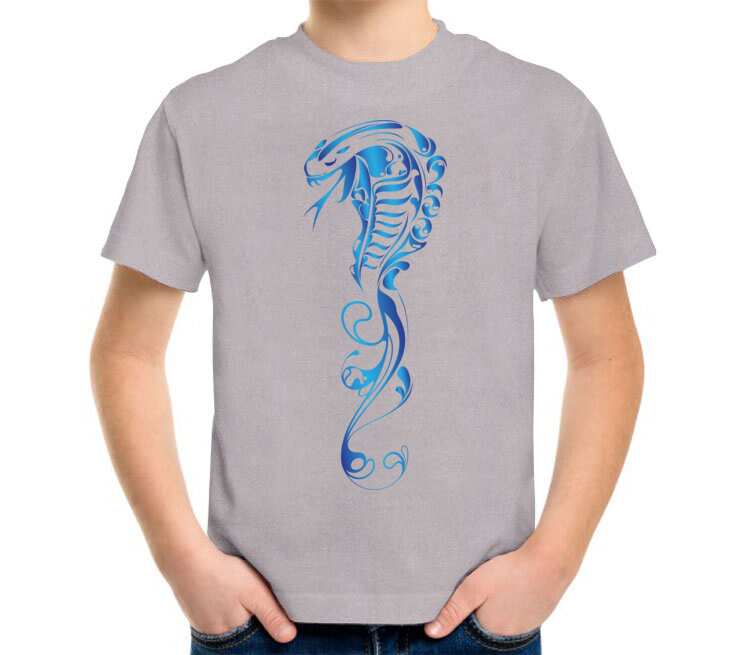 Змея детская футболка с коротким рукавом (цвет: серый меланж)