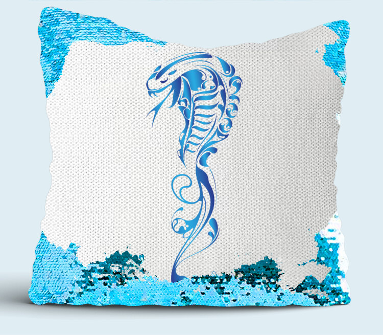 Змея подушка с пайетками (цвет: белый + синий)