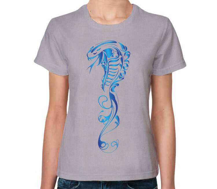 Змея женская футболка с коротким рукавом (цвет: серый меланж)