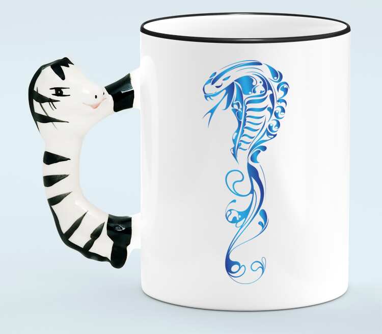 Змея кружка с ручкой в виде зебры (цвет: белый + черный)