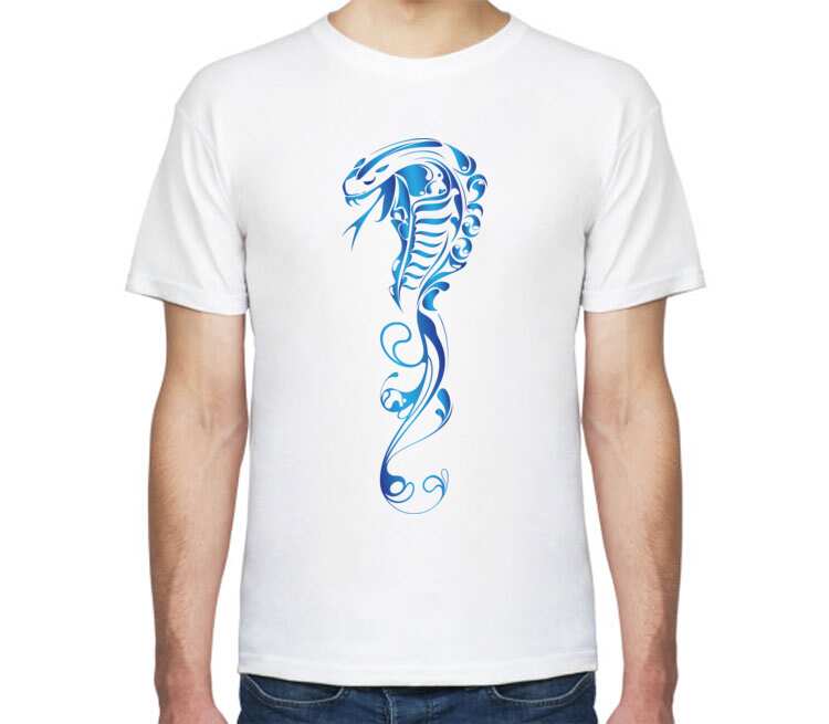 Змея мужская футболка с коротким рукавом (цвет: белый)