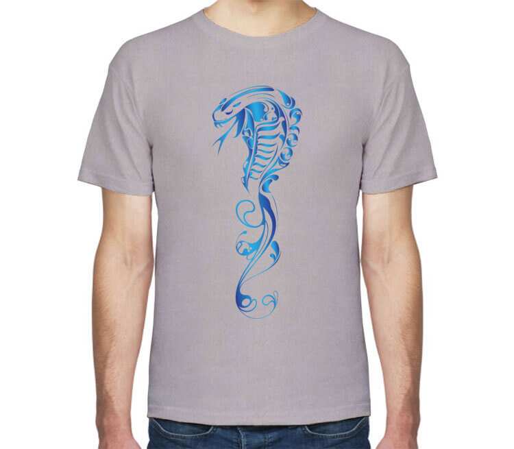 Змея мужская футболка с коротким рукавом (цвет: серый меланж)