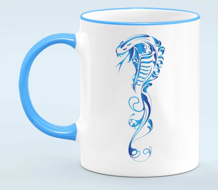 Змея кружка с кантом (цвет: белый + голубой)
