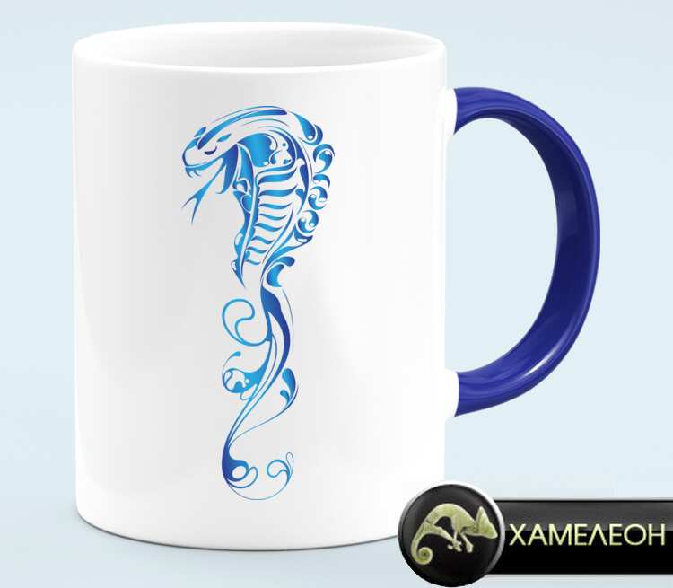 Змея кружка хамелеон (цвет: белый + синий)